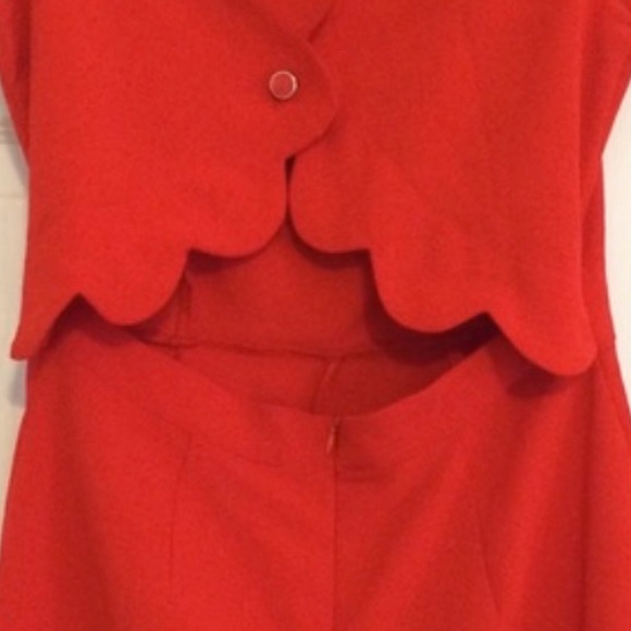 Monteau Red Scalloped Sleeveless Romper XL - Picture 6 of 6